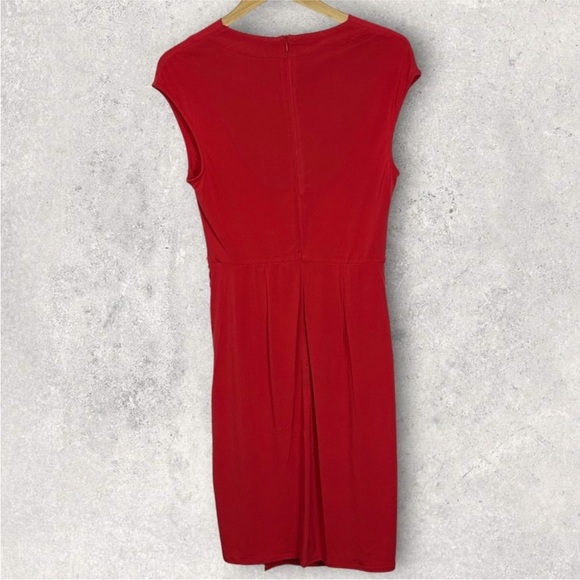 London Times Cowl Neck Side Twist Front Mini Dress Red Short Sleeves Size 6 Boho - Picture 4 of 6